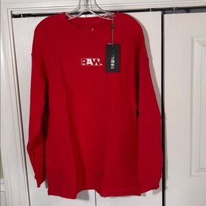 RawGear Red Ribbed Hem Long Sleeve Cotton Sweatshirt Gummy Logo Medium NWT